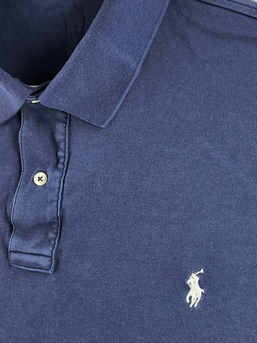 Polo Ralph Lauren 2XLT Solid Blue Short Sleeve Polo Shirt White Pony Embroidery